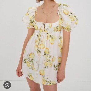 For Love And Lemons Lemon Print Mini Dress
